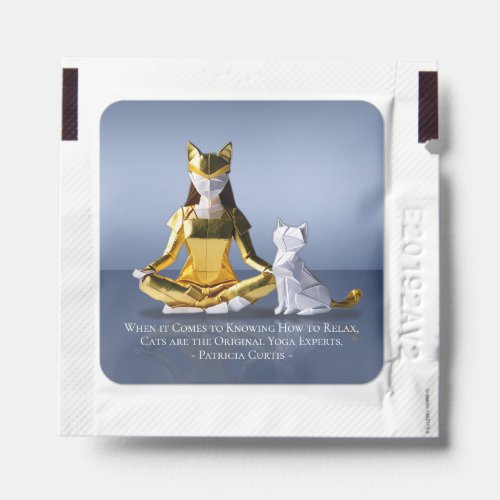 Origami Gold Foil Yoga Meditating Catwoman and Cat Hand Sanitizer Packet
