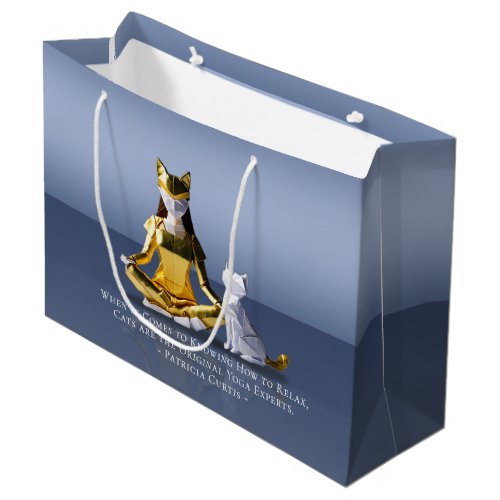 Origami Gold Foil Yoga Meditating Catwoman and Cat Large Gift Bag