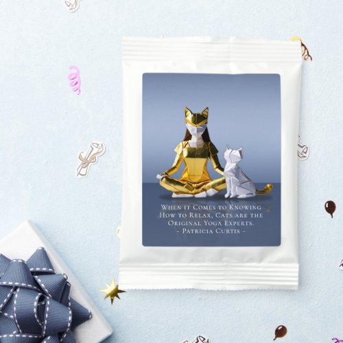 Origami Gold Foil Yoga Meditating Catwoman and Cat Lemonade Drink Mix