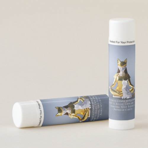 Origami Gold Foil Yoga Meditating Catwoman and Cat Lip Balm