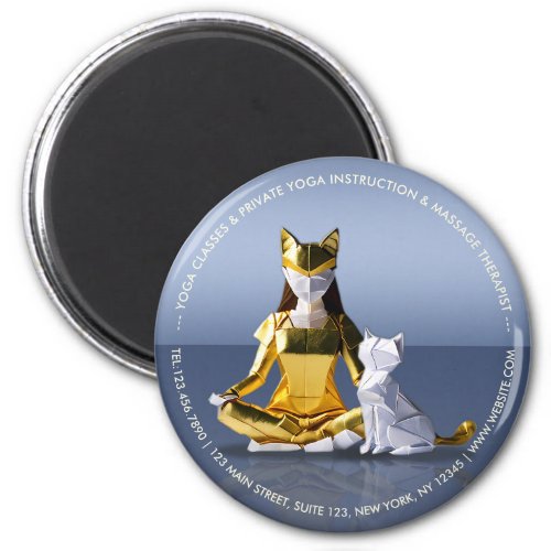 Origami Gold Foil Yoga Meditating Catwoman and Cat Magnet