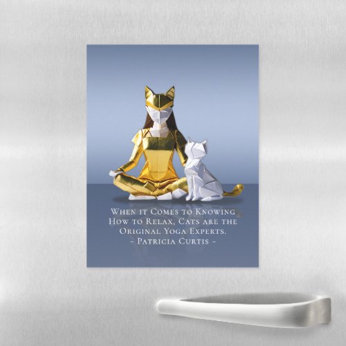 Origami Gold Foil Yoga Meditating Catwoman and Cat Magnetic Dry Erase Sheet