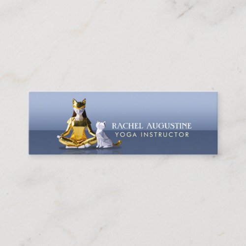 Origami Gold Foil Yoga Meditating Catwoman and Cat Mini Business Card