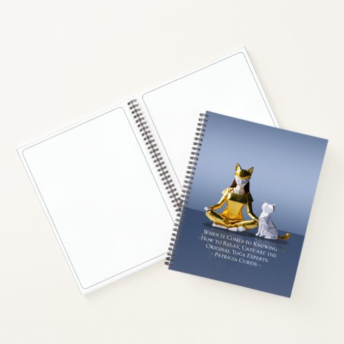 Origami Gold Foil Yoga Meditating Catwoman and Cat Notebook