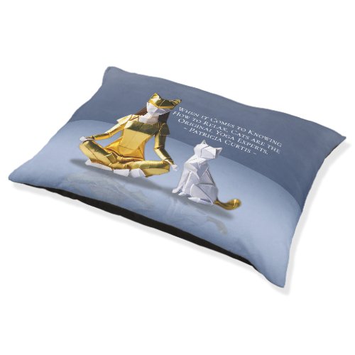 Origami Gold Foil Yoga Meditating Catwoman and Cat Pet Bed