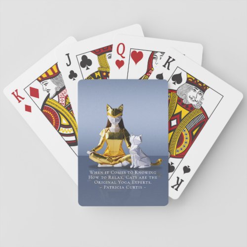Origami Gold Foil Yoga Meditating Catwoman and Cat Playing Cards