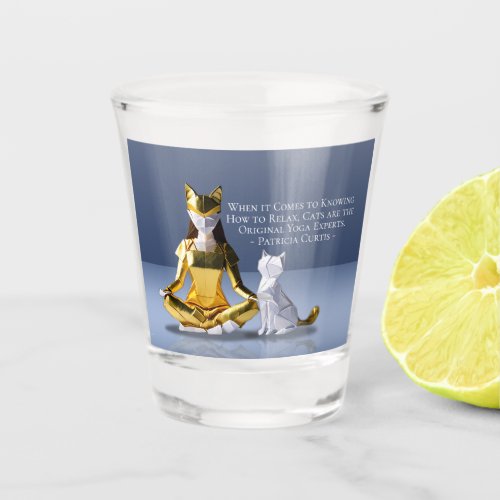 Origami Gold Foil Yoga Meditating Catwoman and Cat Shot Glass