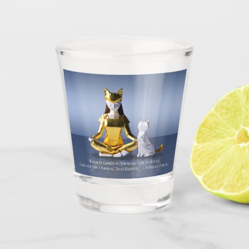 Origami Gold Foil Yoga Meditating Catwoman and Cat Shot Glass