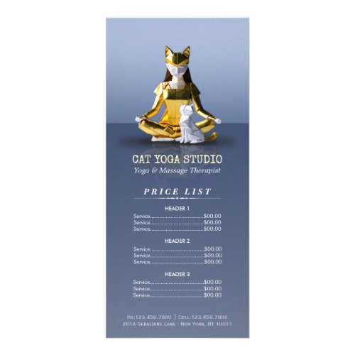 Origami Gold Yoga Meditating Catwoman Price List R Rack Card