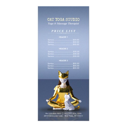 Origami Gold Yoga Meditating Catwoman Price List Rack Card