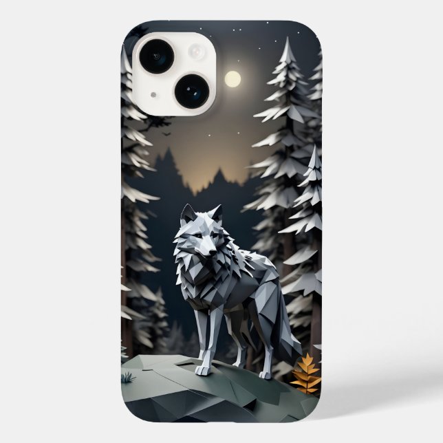 Origami Gray Wolf Case-Mate iPhone Case (Back)