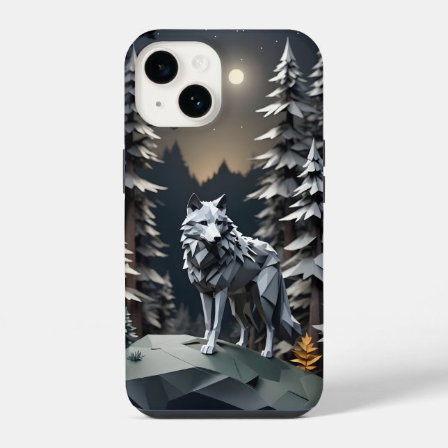 Origami Gray Wolf Iphone Case (Back)