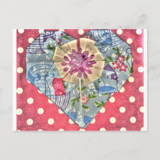 ORIGAMI HEART JAPANESE ART POSTCARD (Front)