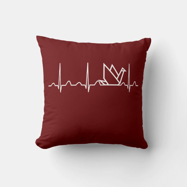 Origami Heartbeat Throw Pillow (Front)