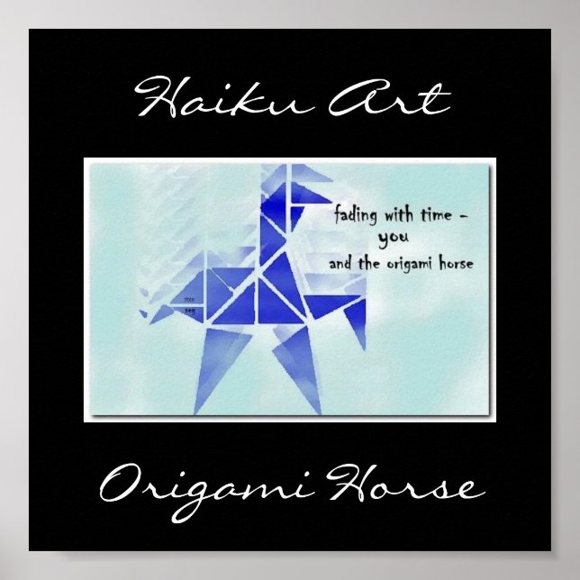 Origami Horse Haiku Art Print (Front)