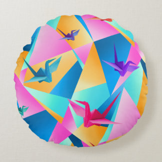 Origami Kaleidoscope Round Pillow