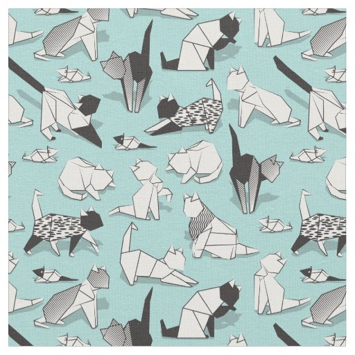 Origami kitten friends // geometric cat breeds fabric