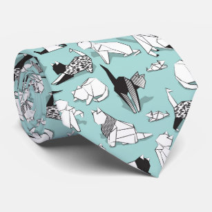 Origami kitten friends // geometric cat breeds neck tie