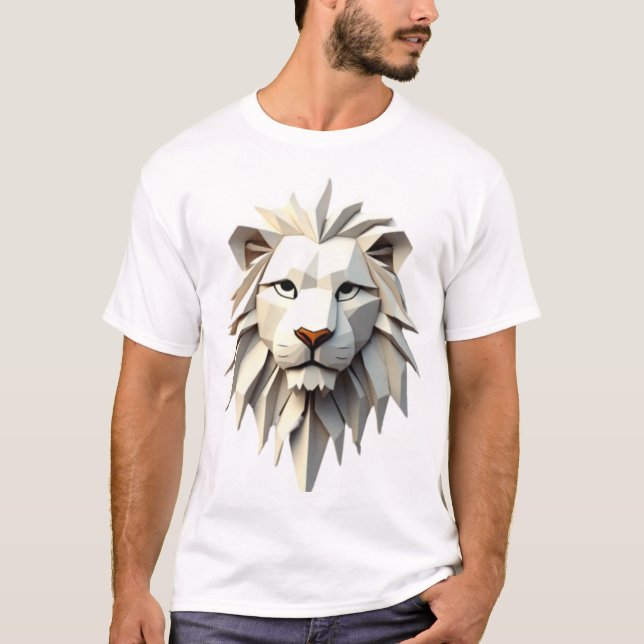 Origami Lion: A Geometric Masterpiece in Design T-Shirt (Front)