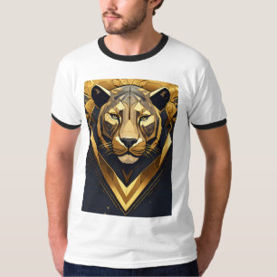 Origami Majesty: Intricate Geometric Lion T-Shirt