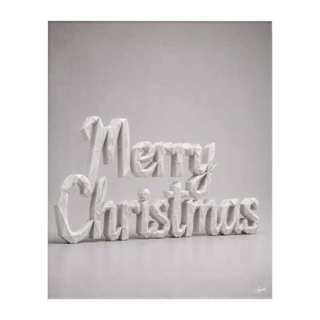 Origami Merry Christmas Script Acrylic Print (Front)