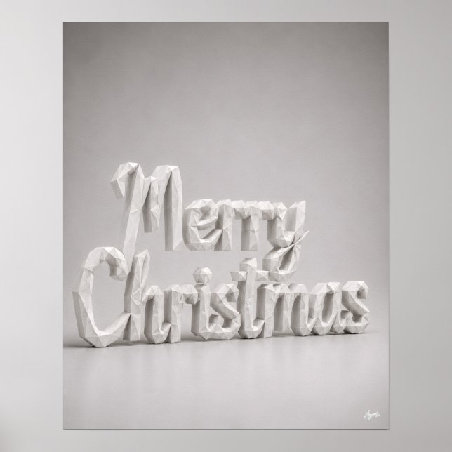 Origami Merry Christmas Script Poster (Front)