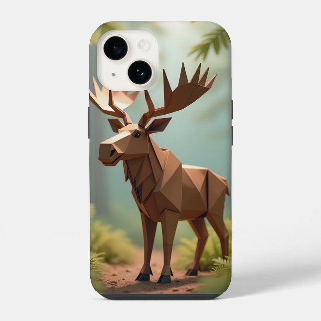 Origami Moose  Iphone Case (Back)