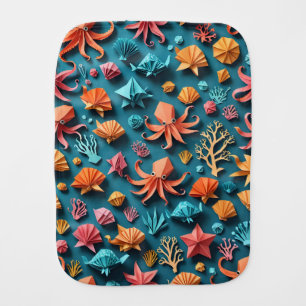 Origami octopus baby burp cloth