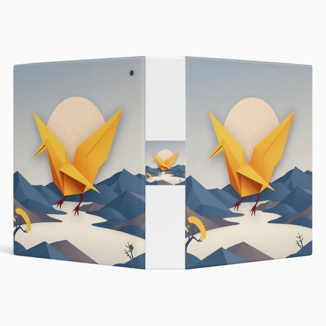 Origami Paper Crane Vector Art 3 Ring Binder (Background)