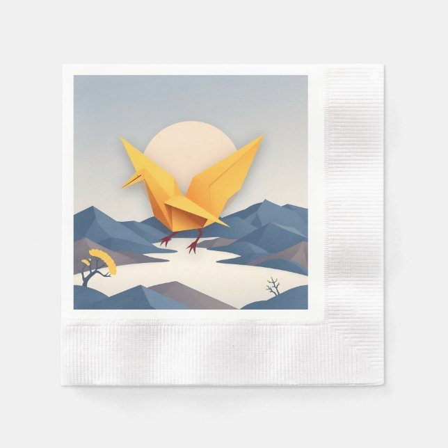 Origami Paper Crane Vector Art Napkins (Front)