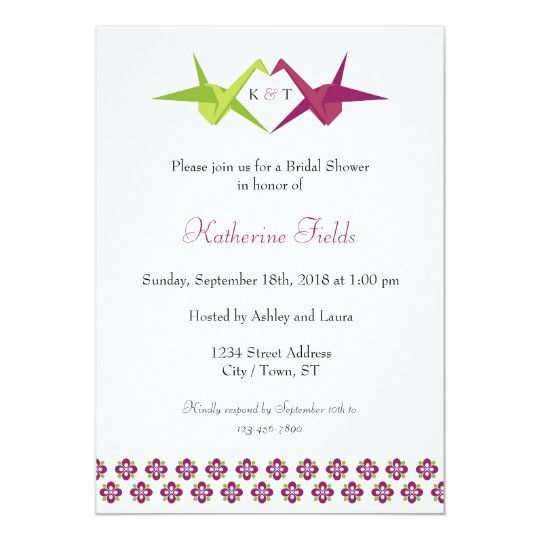 Origami Paper Crane Wedding Invitation Zazzle Com
