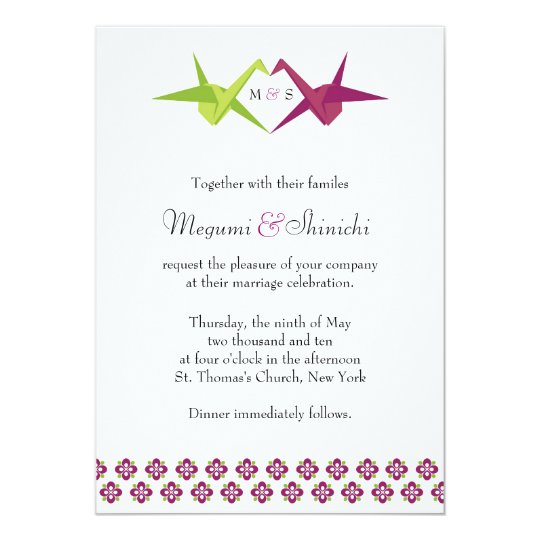 Origami Paper Crane Wedding Invitation Zazzle Com