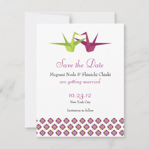 Origami Paper Crane Wedding Save The Date