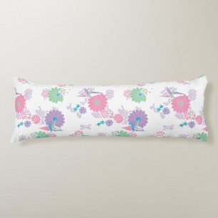 Origami Paper Cranes and Flowers Body Pillow