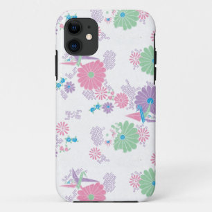 Origami Paper Cranes and Flowers iPhone 11 Case