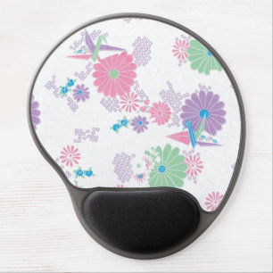 Origami Paper Cranes and Flowers Gel Mouse Pad
