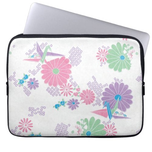 Origami Paper Cranes and Flowers Laptop Sleeve