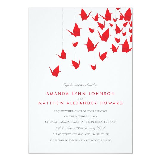 Origami Paper Cranes Wedding Invitation