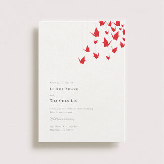 Origami Paper Cranes Wedding Invitation