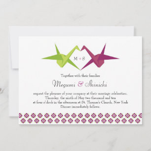 Origami Paper Cranes Wedding Invitation