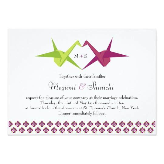 Origami Paper Cranes Wedding Invitation