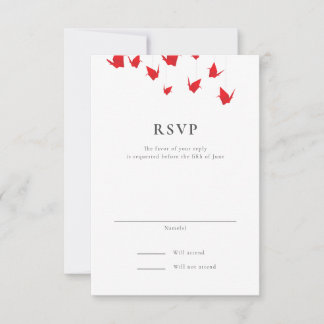 Origami Paper Cranes Wedding RSVP Card
