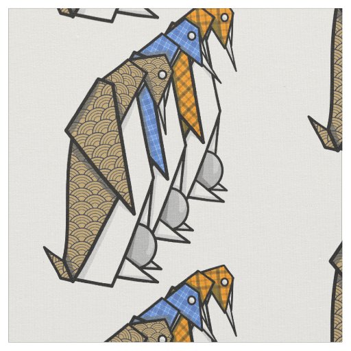 Origami Penguins Protecting Theie Eggs Fabric