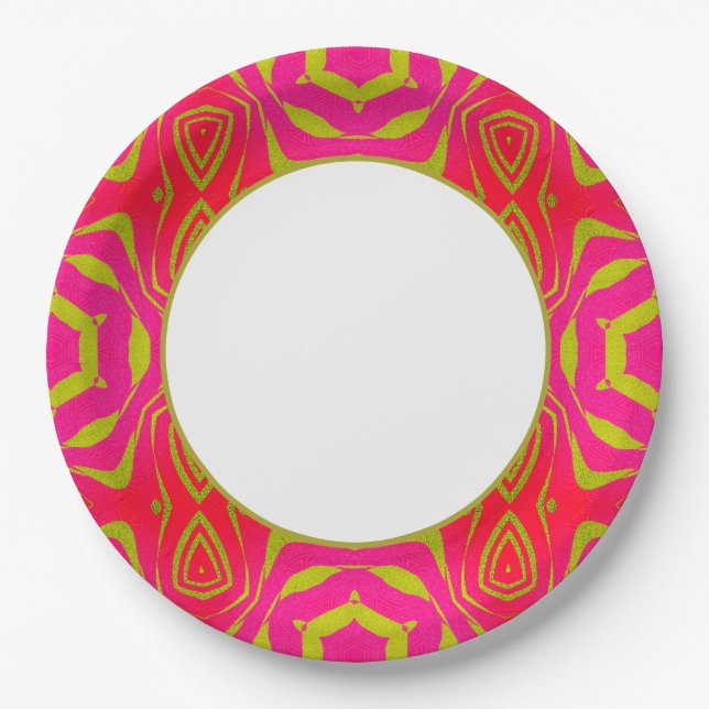 Origami Pink Gold  Dinnerware Paper Plates (Front)
