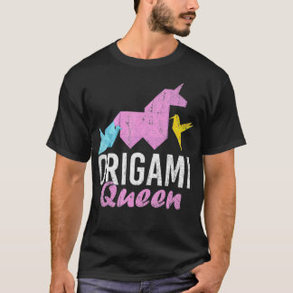 Origami Queen Paper Folding Art Unicorn Women Girl T-Shirt