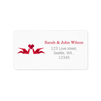 origami red cranes return address label