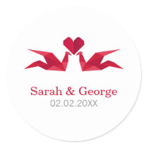 origami red cranes Wedding favors stickers