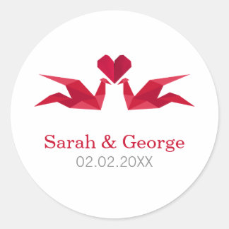 origami red cranes Wedding favors stickers