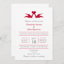 origami red cranes wedding invitations