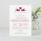 origami red cranes wedding invitations (Standing Front)